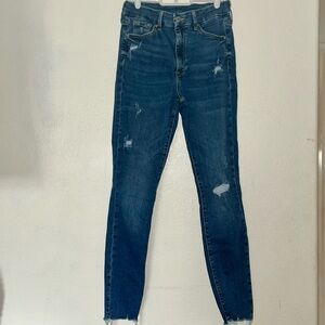 H&M Blue Skinny Jeans with Distressed Details